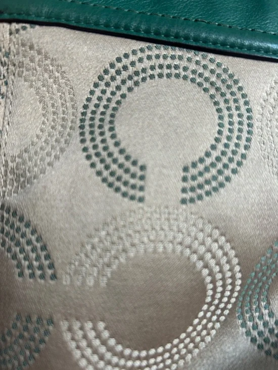 Coach Taupe Signature Crossbody with Green Leather Trim - Picture 12 of 12